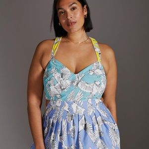 NWT Anthropologie Maeve Babydoll Mini Dress purple motif 18W